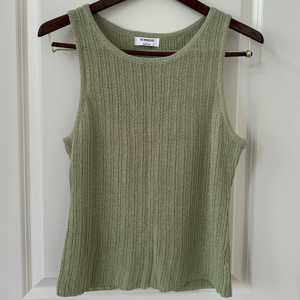 Workshop Republic Clothing Green Ribbed Knit Tank Top